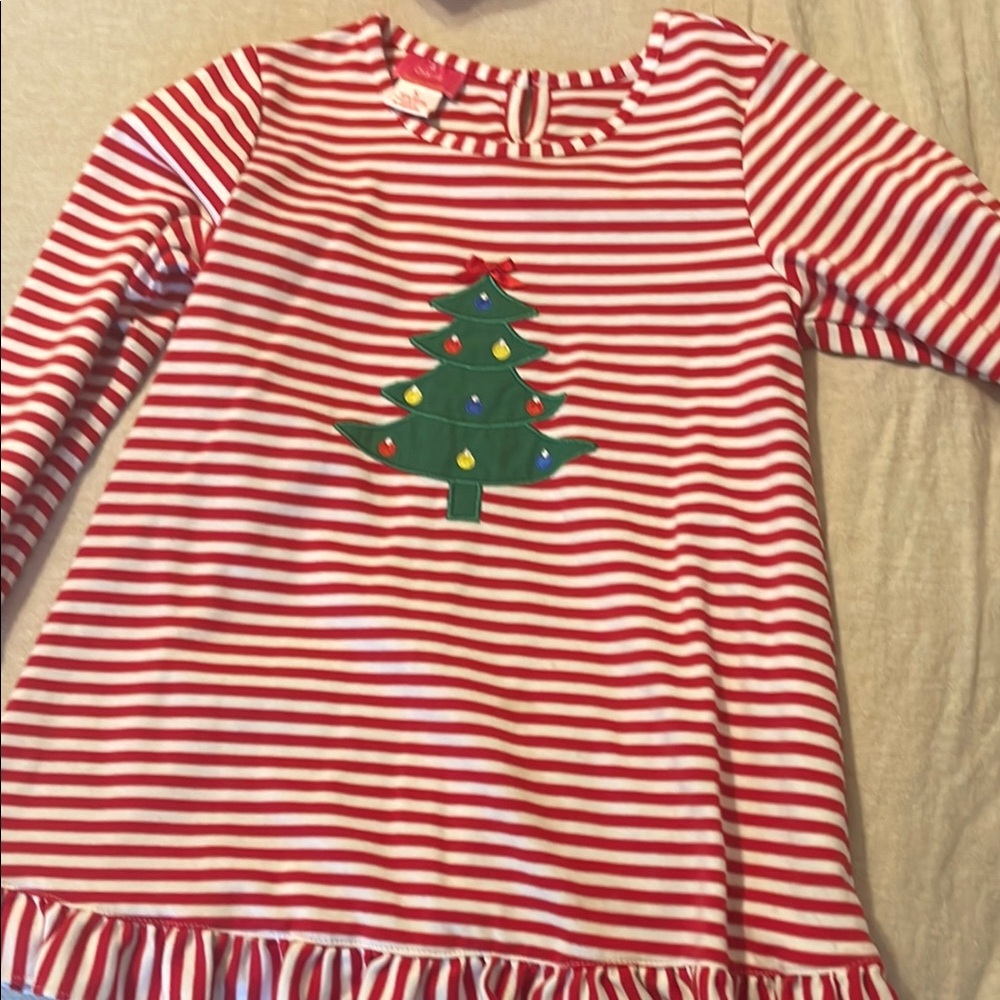 Striped Red and White Kids Casual Dress or top with leggings Tree
